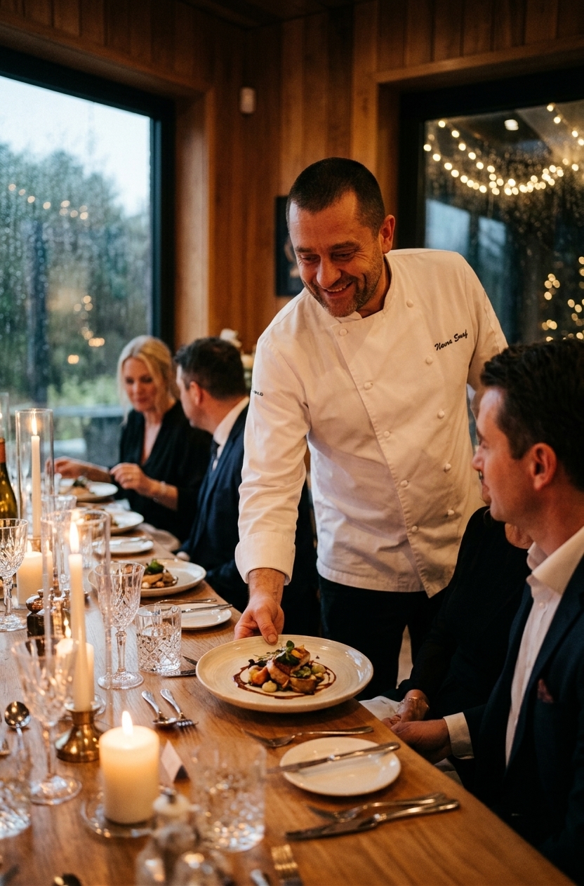 Lary podczas obs&lstrok;ugi kolacji u klienta